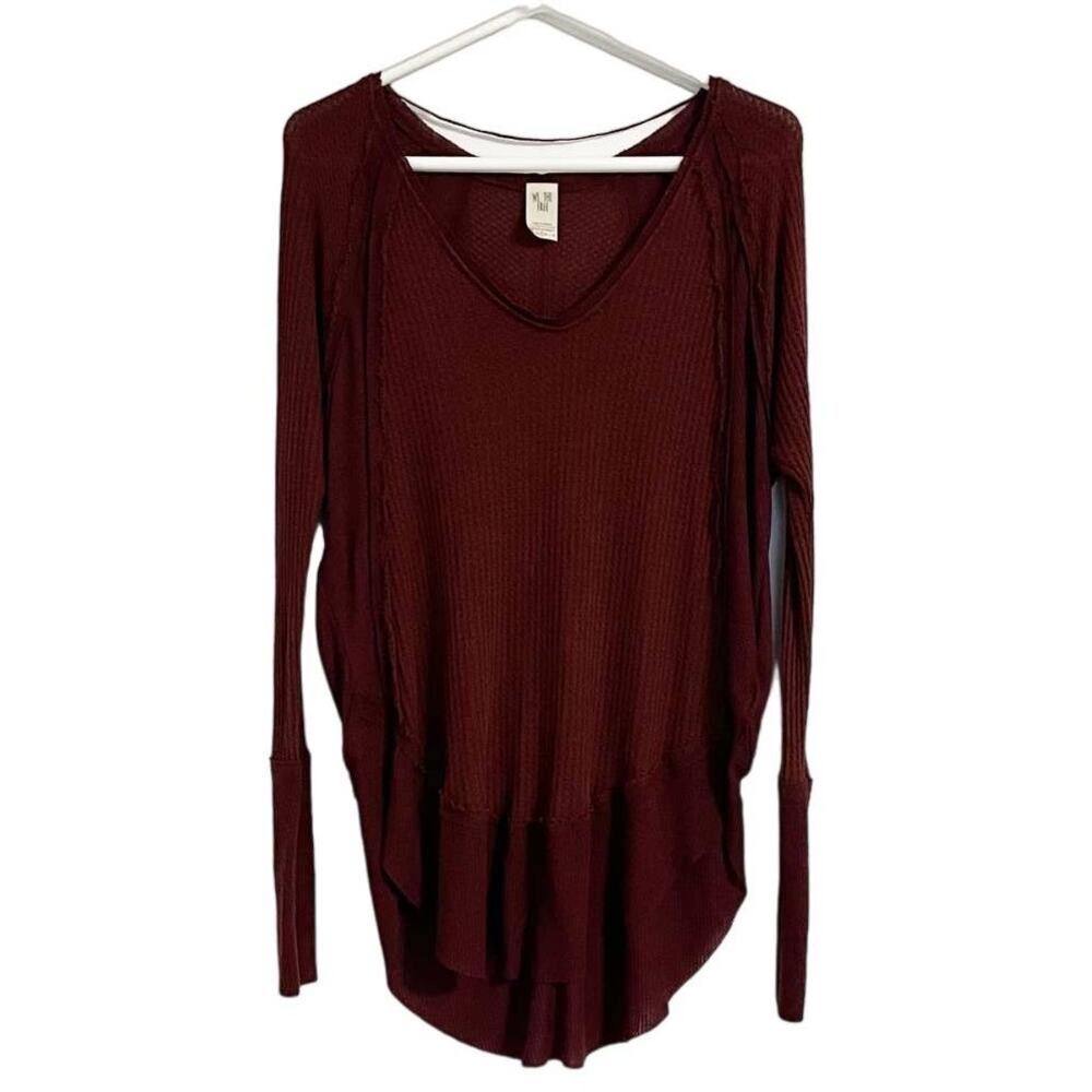 We The Free Catalina V-Neck Long Sleeve Thermal Wine Maroon Size Small